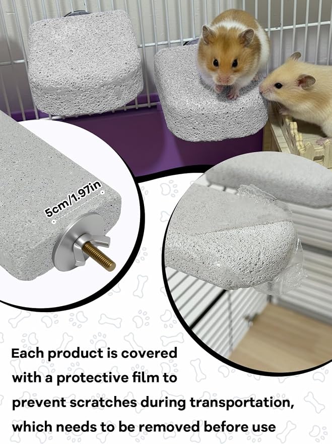 Lava Ledges for Rats 6 Pack Hamster Climbing Ledge Platform Pumice Ledge Shelf Pet Chewing Grinding Toys Small Animals Cage Accessories for Mouse Guinea Pig Gerbil Gray