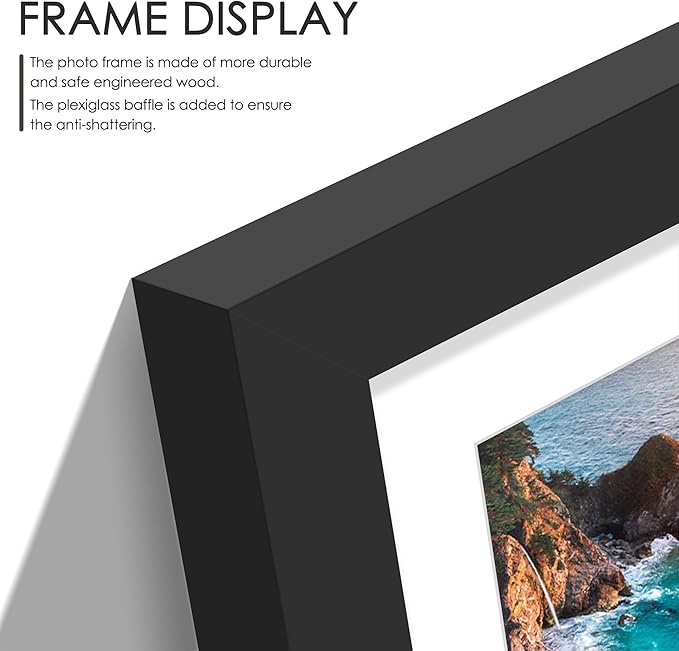 8x14 Collage Picture Frame, 4x6 Collage Picture Frame Displays Three 4x6 inch Photos, or 8x14 (Without Mat) for Available Horizontal Wall Mounting Display and Vertical, Black.