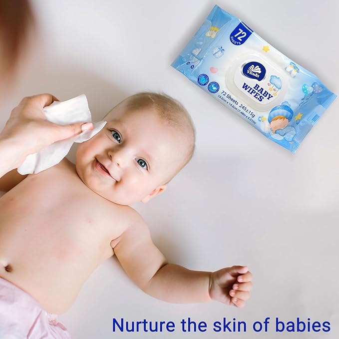 Vinda Natural Care Baby Wipes, Hypoallergenic & Fragrance-Free, 99% Pure Water, Sensitive Skin Friendly, 12 Flip-Top Packs, 864 Total Wipes (72 Wipes per pack)