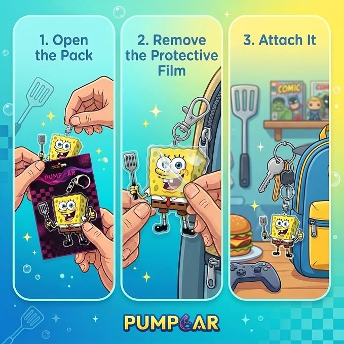 PumpCar Acrylic Keychain Double-Sided Charm Key Ring with Metal Clip Backpack Charm Bag and Car Key Accessory Collectible