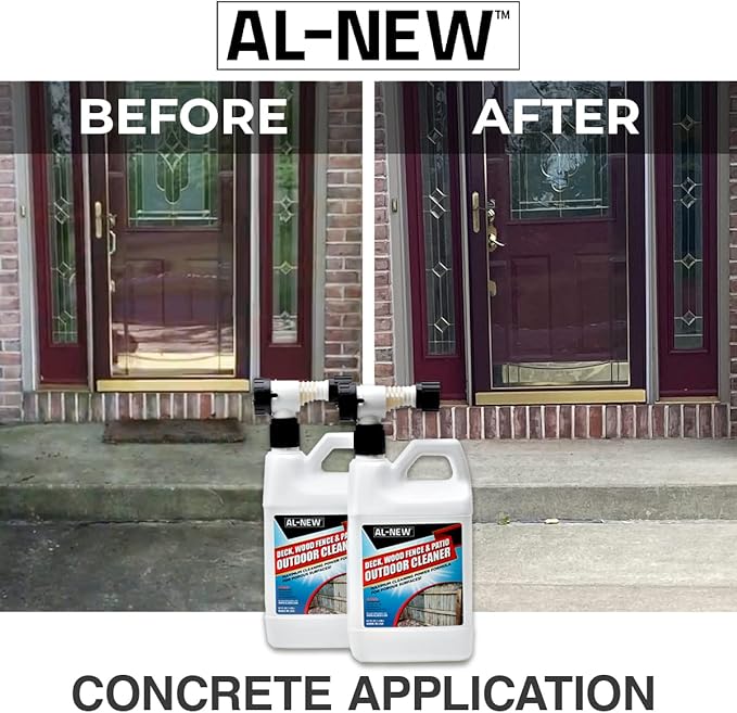 AL-NEW Outdoor Cleaner | Versatile Outdoor Cleaner 64oz Hose End Sprayer (Pack of 2) (Deck, Wood Fence, & Patio Outdoor Cleaner)