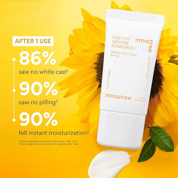Innisfree Daily UV Defense SPF 36 Korean Face Sunscreen, Invisible Finish, Broad Spectrum, No White Cast, Lightweight, Hydrating, Available in Gift Sets