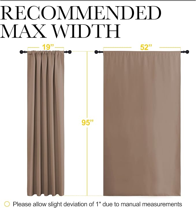 NICETOWN Room Darkening Curtains for Bedroom - Home Decoration Privacy Protection Thermal Insulated Solid Drapes/Draperies for Sliding Glass Door (Cappuccino, Set of 2, 52 x 95 inches)