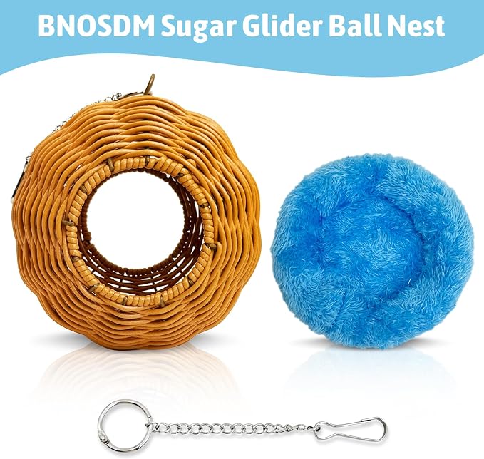 BNOSDM Sugar Glider Nest, Pet Glider Cage Sleep Nesting Squirrels Playing Hideout Hanging Hammock with Warm Cotton Pad Small Animal Cage Accessories for Marmosets, Rat (Double Holes)