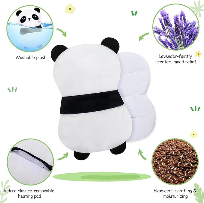 Panda Microwavable Heating Pad for Period Cramps,Cute Animal Microwave Heating Pad for Kids Women,Panda Plush Heated Pad for Birthday Mother's Day,Heating Pads for Pain Relief with Lavender Scented