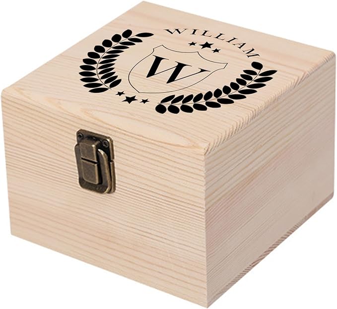 Personalized Keepsake Memory Box Custom Name Wooden Decorative Storage Box with Lids, Christmas Gift Box for Women Men Customized Gifts for Birthday Anniversary Wedding Graduation