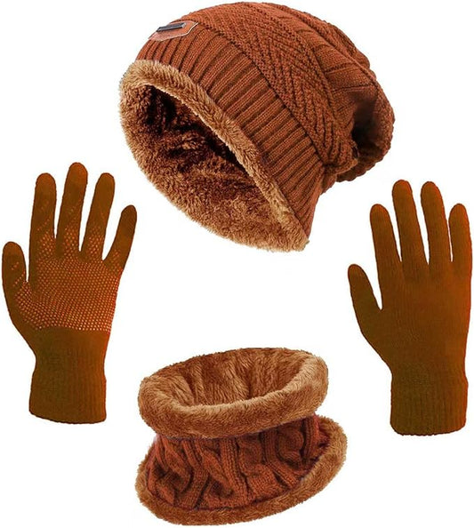 HINDAWI Winter Hat Scarf Gloves Slouchy Beanie Snow Knit Skull Cap Touch Screen Mittens Circle Scarves for Women Men