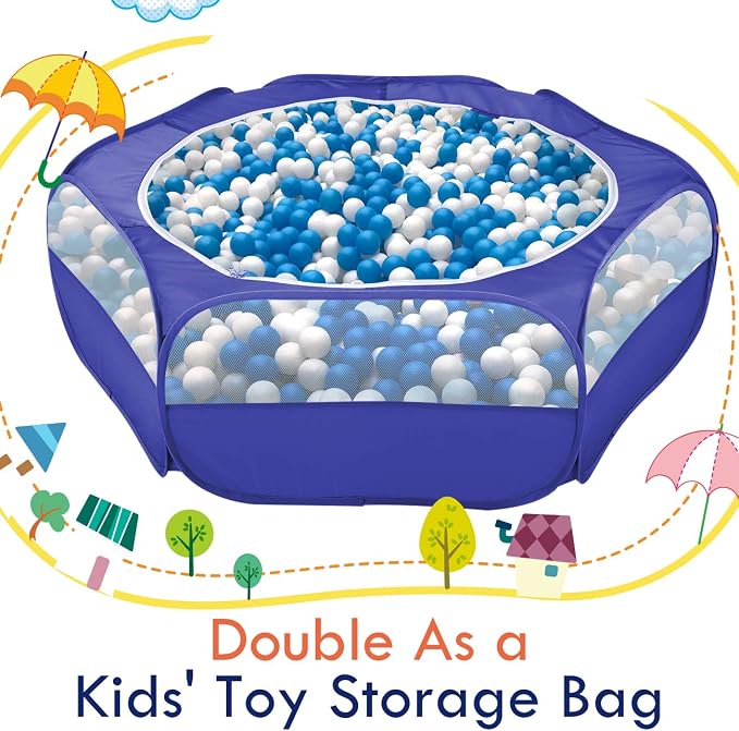 Pawaboo Small Animal Playpen with Zippered Cover,Indigo | Portable pop-up pet tent for supervised rabbits, guinea pigs, chicks and kittens; water-resistant bottom and 3 metal rods