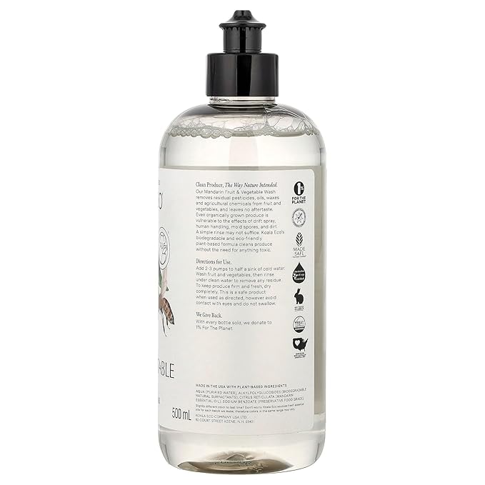 Koala Eco Fruit & Vegetable Wash - with Australian Mandarin Essential Oil - 16oz