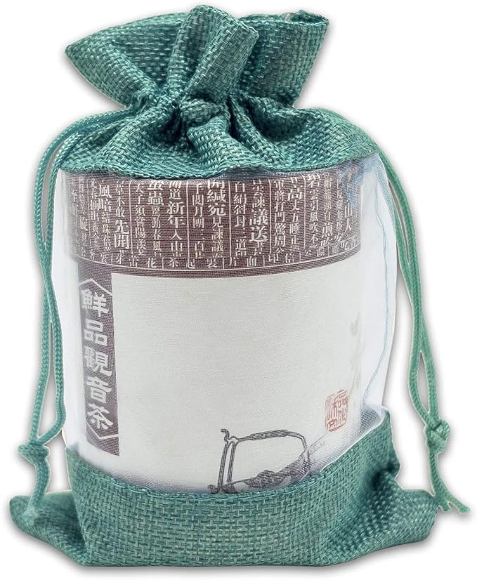 12-Pack Medium Linen Burlap & Organza Gift Bags w. Drawstrings (5x7 in, Teal) - Party Favors, Presents, Samples & Treats Mesh Pouch by The Display Guys