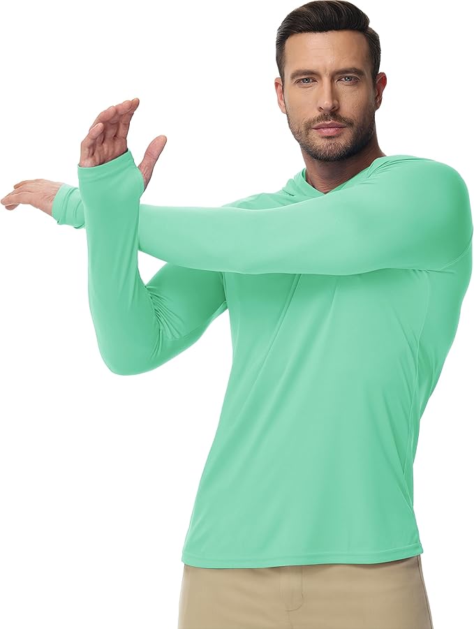 Boladeci Men's UPF 50+ Sun Protection Lightweight Hoodie Shirts Long Sleeve Fishing Shirt SPF UV Hiking Swim