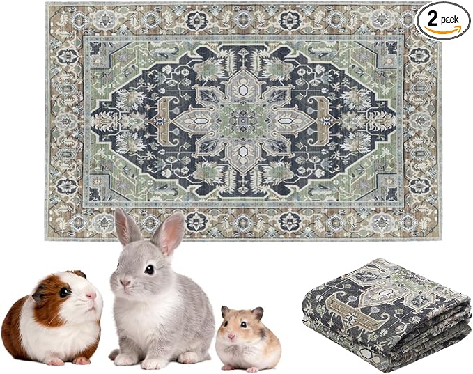 Lovewag Guinea Pig Liner, Hamster Bedding, Sage Forest, 16x24, 2 Pack | Waterproof, absorbent, washable, reusable cage liner and bedding mat for guinea pigs, hamsters, rabbits, ferrets, small pets