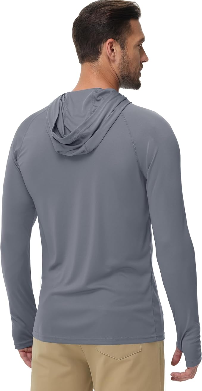 Boladeci Men's UPF 50+ Sun Protection Lightweight Hoodie Shirts Long Sleeve Fishing Shirt SPF UV Hiking Swim