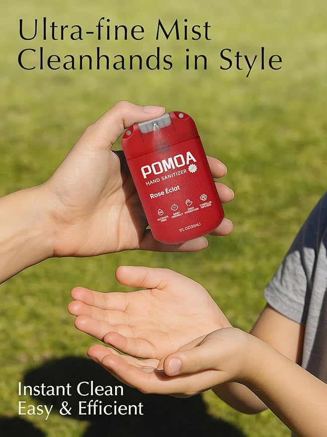 Alcohol Free Hand Sanitizer Spray, Non Irritating, Hydrating and Non Greasy, Gentle Fine Mist, Travel-Friendly Pocket Size 1 Fl Oz, Rose Eclat