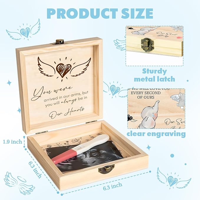 Miscarriage Keepsake Box-Miscarriage Gifts for Mothers Fathers Parents,Pregnancy/Infant Loss Sympathy Gift,Miscarriage Memorial,Wooden Memory Box,Bereavement Care Package