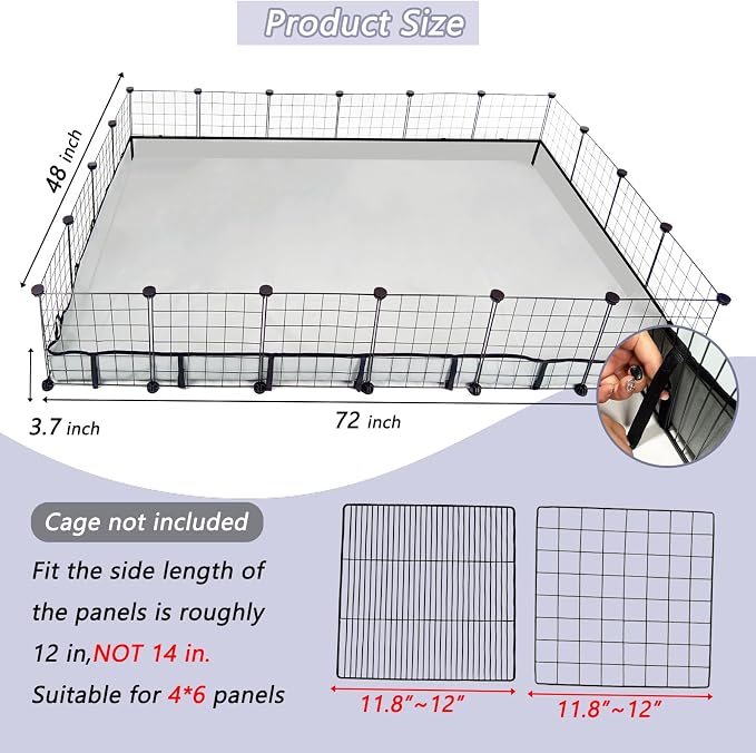 Guinea Pig Cage Liner Tarp Bottom Waterproof and Washable Base Also for Rabbits, Bunny, Chinchesillas, Hedgehog, Ferrets and Other Small Animals(48x72 inches)