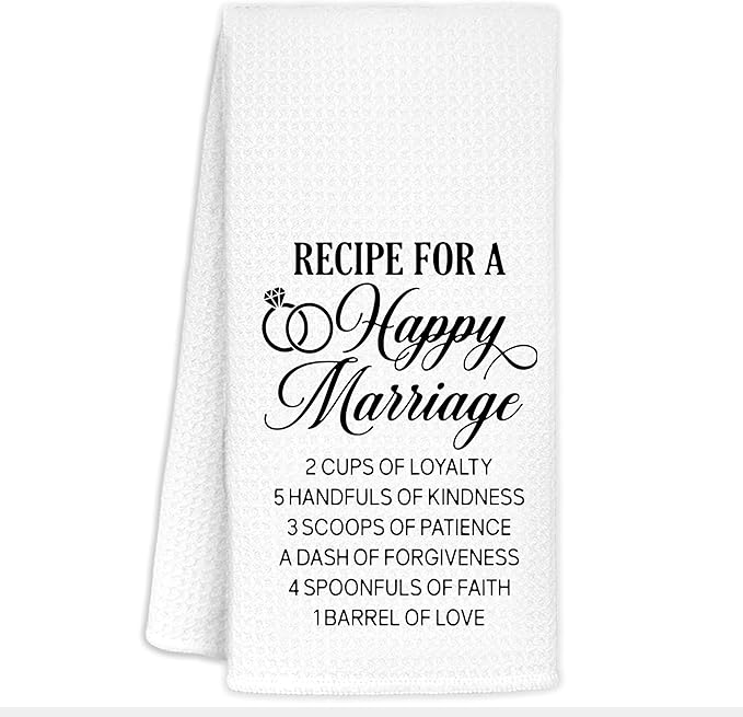 Bride Towel, Just Married Funny Dish Towels for Kitchen, Wedding Dish Towels, Just Married Gifts for Couples Newlyweds Wife Husband Bride, 16x24 in