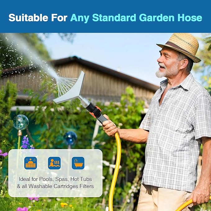 Premium Pool & Spa Filter Cartridge Cleaner, Removes Debris & Dirt from Pool Filters in Seconds, Heavy Duty & Durable Pool Cartridge Filter Cleaner, Filter Cleaning Wand Tool for Hot Tub