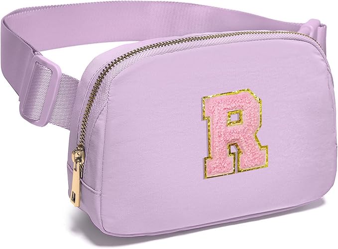 Gitus Initial Belt Bag Fanny Pack Crossbody Bag for Girls Birthday Gifts Age 8-10 Teen Girl Gifts Trend Stuff Personalized Letter Gifts for Daughter Sister (Lavender-R)
