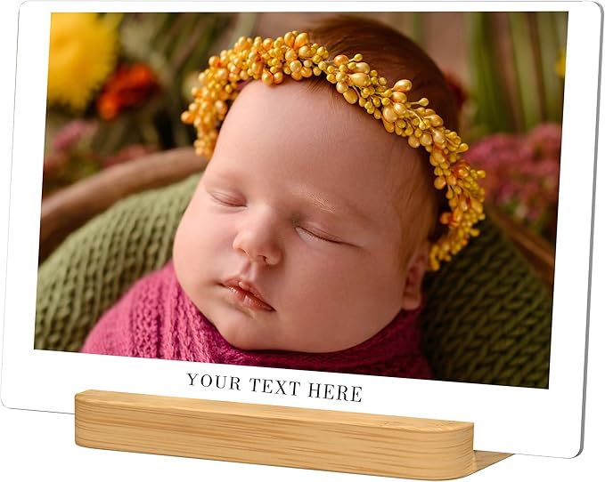 XIAODAXIA Custom Metal Photo Frame Gifts Personalized Photo Prints for Famlily and Friends -Gift Wrapping Available-Horizontal and Text-Sameday Pickup