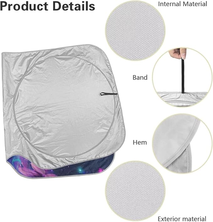 Purple Butterfly Front Window Sunshades Fashion Automotive Interior Cover Sun Visor Protector Lightweight Fit Most Cars SUVs Trucks