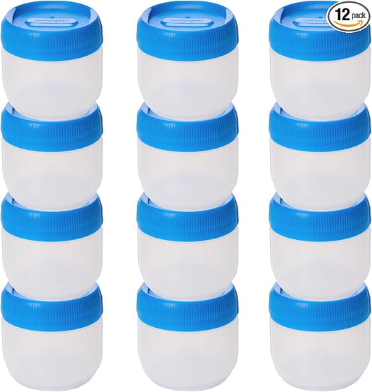 humangear STAX, Stackable Snack Containers - Leak-Proof Snack Travel System - FDA-Food Safe, BPA/PC/Phthalate-Free - Stackable & Click-Together Food Storage, Small Mid 12-Pack, Clear/Blue