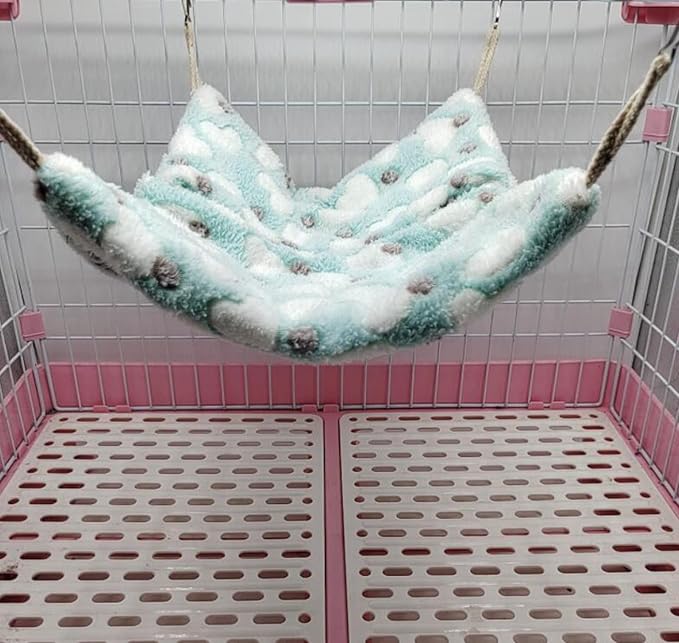 ISMARTEN Small Animal Hanging Hammock, Pet Hanging Nap Sack Sleep Bag Bed, Cage Hammock Beds for Ferret Guinea-Pig Sugar Glider Hamster Rat Mice Chinchilla Flying Gerbil and Squirrel (Green)