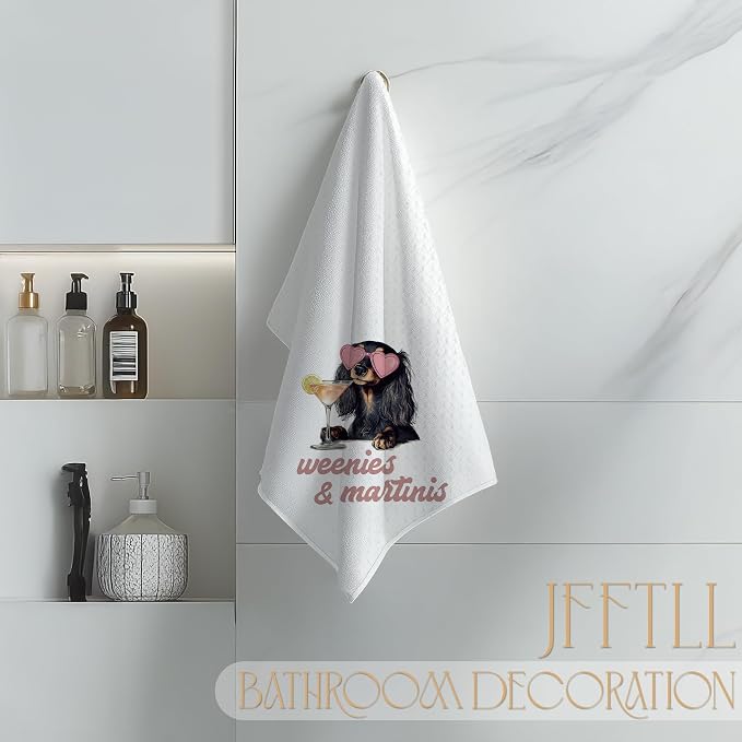 Trendy Dachshund Martini Kitchen Towels, Dachshund Gifts for Women Dish Tea Towels, Martini Lover Gifts Decorative Bar Towel for Bartender Kitchen, 16x24 Inch