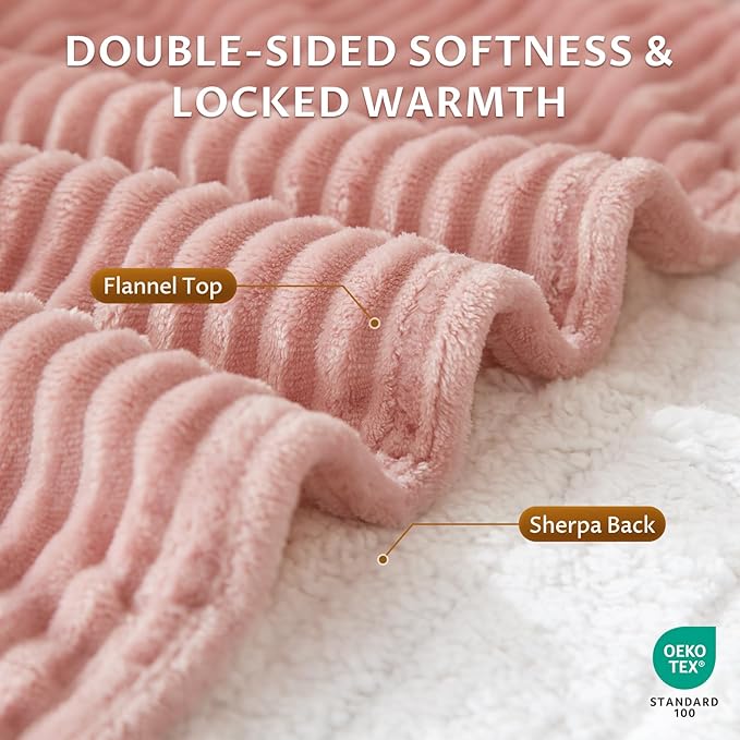 Reaks Electric Heated Blanket Full Size, Silky Soft Flannel & Sherpa Heating Blanket with 9 Heat Levels & 2-10 Hours Auto Off, Warm Gifts for Women Mom Grandma, ETL Certified (72x84 inches, Pink)