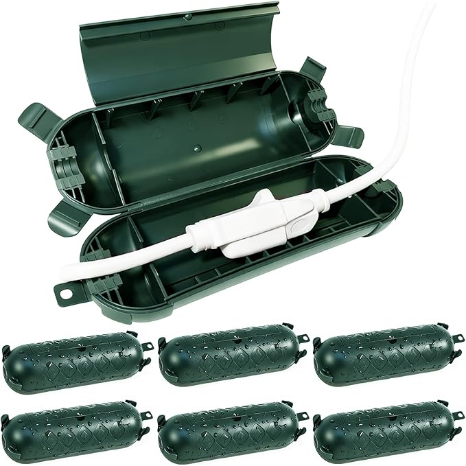 6 Pack Outdoor Extension Cord Cover IP44 Waterproof, Weatherproof Extension Cord Protector Box for Outdoor Plug & Outlet, Ideal for Christmas Lights, Garden Tools, Patio, Green