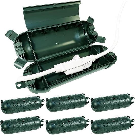 6 Pack Outdoor Extension Cord Cover IP44 Waterproof, Weatherproof Extension Cord Protector Box for Outdoor Plug & Outlet, Ideal for Christmas Lights, Garden Tools, Patio, Green