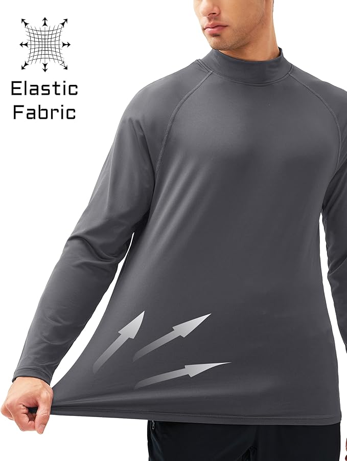 MAGCOMSEN Men's Thermal Shirt Mock Turtle Neck, Fleece Lined Long Sleeve Undershirts, Athletic Warm Base Layer Winter Top