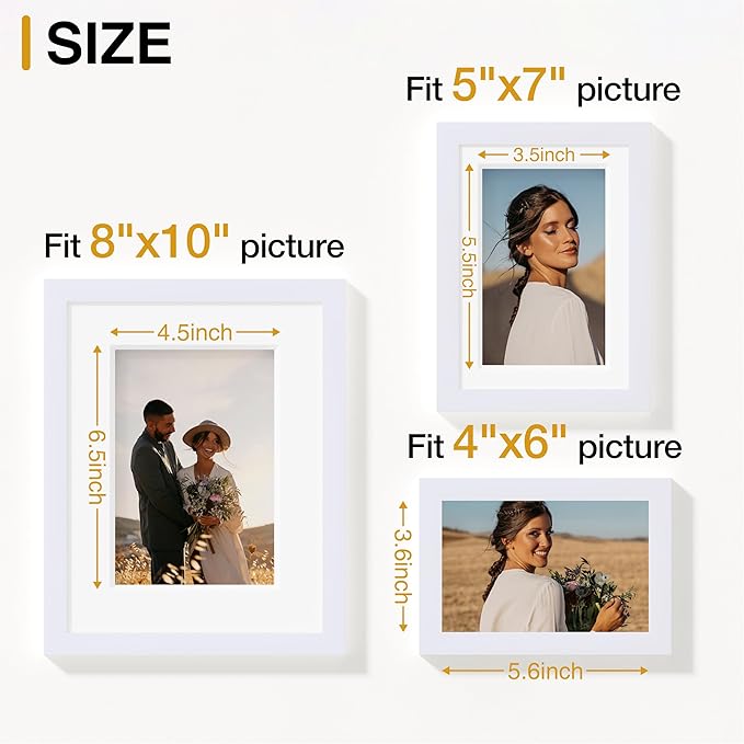 Vittanly 12 Pack Picture Frames Collage Wall Decor for Mounting or Tabletop Display, Gallery Wall Frame Set for Family, Multi Sizes Including 4pcs 8x10, 4pcs 5x7, 4pcs 4x6, White