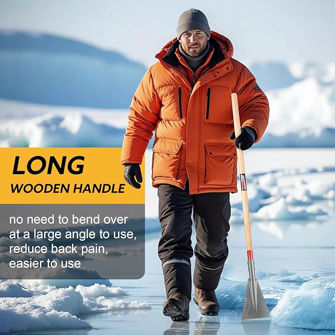 Ice Chopper Ice Scraper for Driveway Snow Ice Chisel Long Handled Ice Breaker Tool for Outdoor,57.5inches