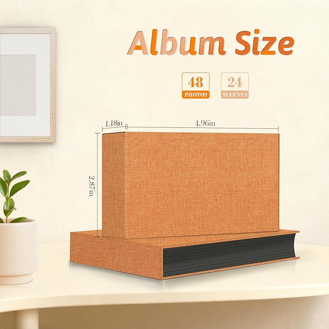 Popotop Photo Album 4x6 48 Pockets for Wedding Gifts,Linen Hardcover Picture Albums for Family Anniversary Baby Vacation Pictures