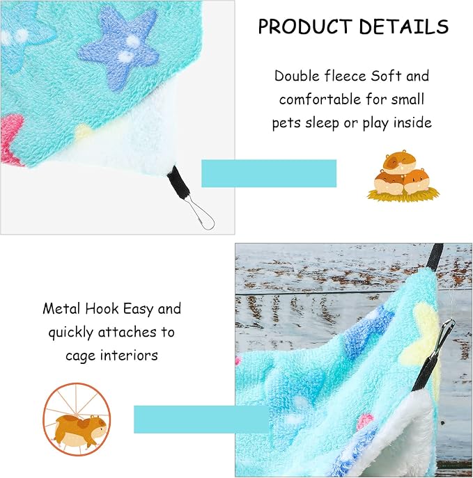 BOAO 2 Pcs Guinea Pig Rat Hammock Guinea Pig Hamster Ferret Hanging Hammock Pig Accessories for Small Animals Chinchilla Parrot Sugar Glider Ferret Squirrel