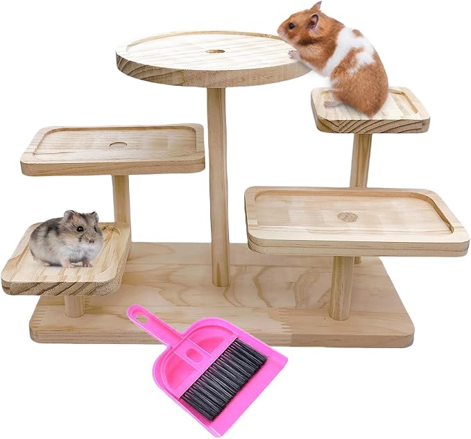 Wood Hamster Platform Rat Climbing Toys for Gerbil Hamster Cage Accessories | Exercise activity playground, Syrian hamster climb stairs, gnawing chewing enrichment toys