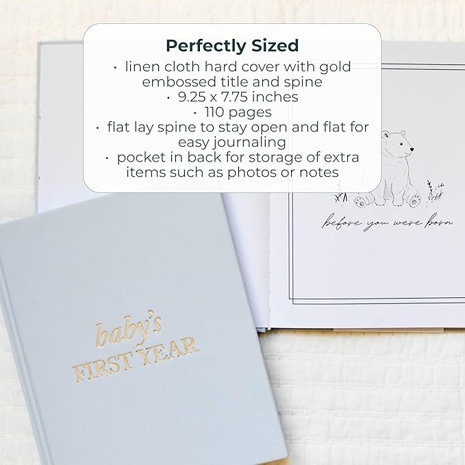 Baby First Year Book - Heirloom Keepsake Baby Memory Book to Record Important Milestones, Favorite Photos & More - Pregnancy Books (Cream,112 Pages)