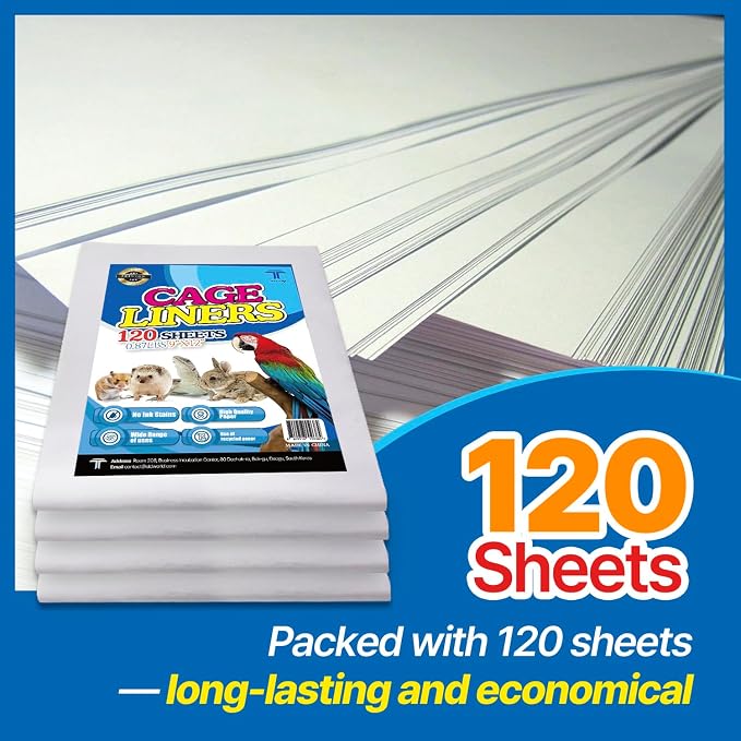 T TORTO9 Bird Cage Liner - 120 Paper Sheets, 9" x 12", 0.87 lb - Ideal for Pet Habitats, Bulk Pack for Long-Lasting Use, Newsprint Texture, Convenient Parcel Packaging
