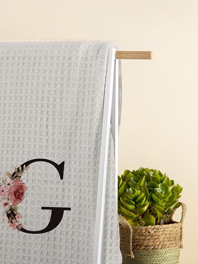 Kitchen Towel, Mode Monogram Letter G Kitchen Towel Dish Towel for Kitchen Dinning Bathroom, Waffle Kitchen Towel, Kitchen Towel and Dishcloths Sets 16×24 Inches, DS110