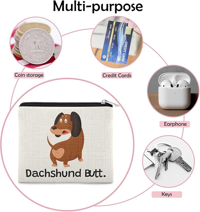 Dachshund Gifts Dog Lover Gifts Coin Purse for Women Coin Pouch Friend Bestie Sister Dachshund Gift Daughter Teen Her Christmas Birthday Gift Dachshunds Themed Present Zipper Change Pouch