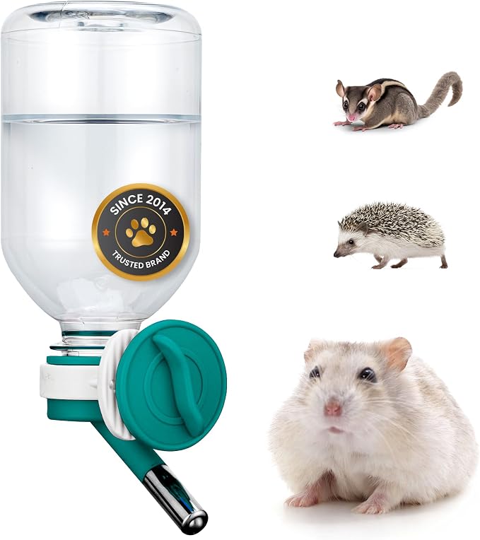 Choco Nose No-Drip Small Animal Water Bottle - Leak-Proof Patented Nozzle Helps Prevent Cage Mess & Wet Bedding - Hamster, Hedgehog, Mouse, Glider, Gerbil - BPA Free, Cage Mount, 10.2 fl oz (C125)