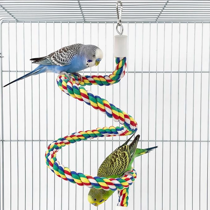 40" Bendable Cotton Bird Rope Perch Swing Set, Colorful Cage Accessories for Parrots Conures Cockatiels Lovebirds Budgerigars Parakeets
