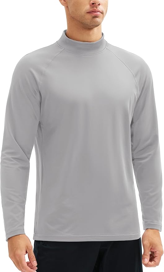 MAGCOMSEN Men's Thermal Shirt Mock Turtle Neck, Fleece Lined Long Sleeve Undershirts, Athletic Warm Base Layer Winter Top