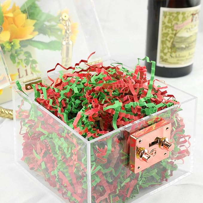 Uptotop 1/2 LB Crinkle Cut Paper Shred Filler for Gift Wrapping Basket Filling, Birthday, Christmas, Thanksgiving, Wedding, Mother's Day, Red and Green