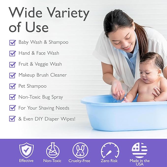 SoCal Suds & Company - 2-in-1 Organic Foaming Baby Shampoo & Body Wash Castile Soap Refill - Gentle Body Soap and Shampoo for Sensitive Skin - Nourishing Ingredients - Newborn Baby - Lavender, 32oz