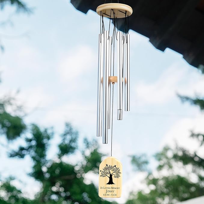Personalized Memorial Wind Chimes - Sympathy Chime for Loss of Loved One, Bereavement and Remembrance Gift