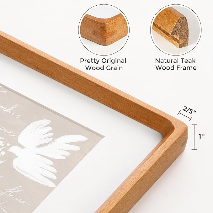 9x12 Picture Frames Natural Teak,Original Wood Hand Make Crafted Diploma Frame with Mat to 6x8 Graduation Picture Display,Family Picture,Wedding Picture,Photo,Certificate Tabletop & Wall Decoration
