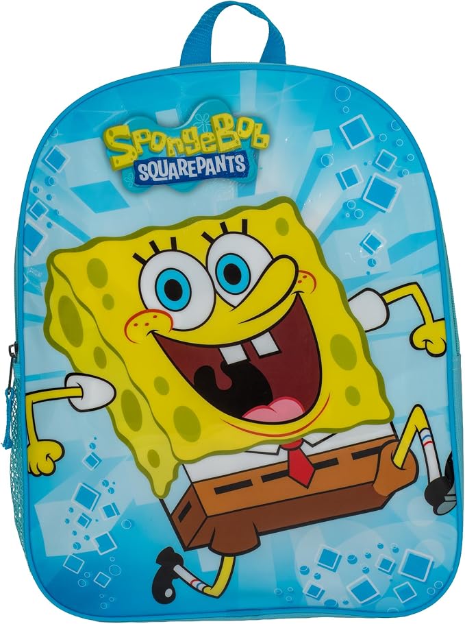 AI ACCESSORY INNOVATIONS Spongebop Square Pants Kids Backpack, 15" School Bag for Girls & Boys, Blue