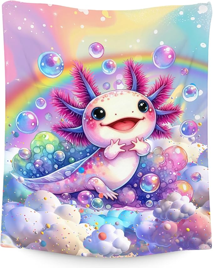 Axolotl Blanket Gifts Girls Blankets for Kids - 60x80 Inches Soft Cute Throw for Toddler